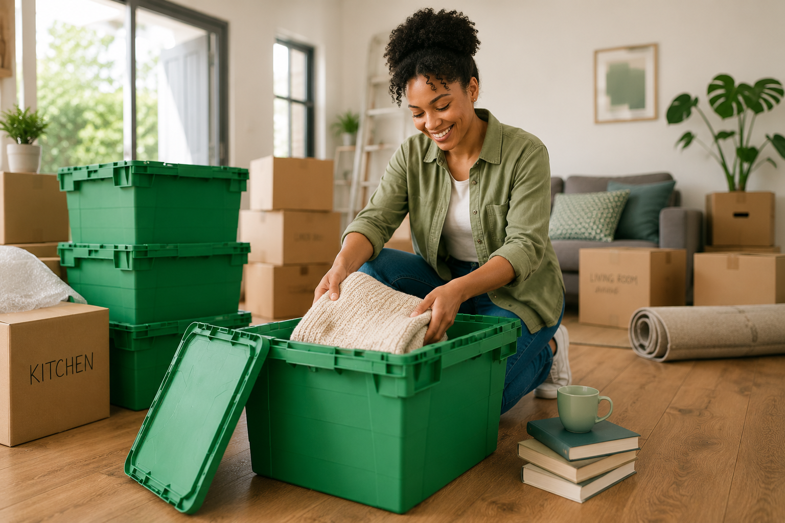 Packing belongings in clean Rent-A-Stack containers